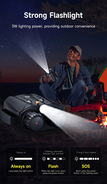 Night Vision Goggles with Built-In 3W IR Illuminator, 200MP HD, 10X Digital Zoom, 5W IR Light, Battery