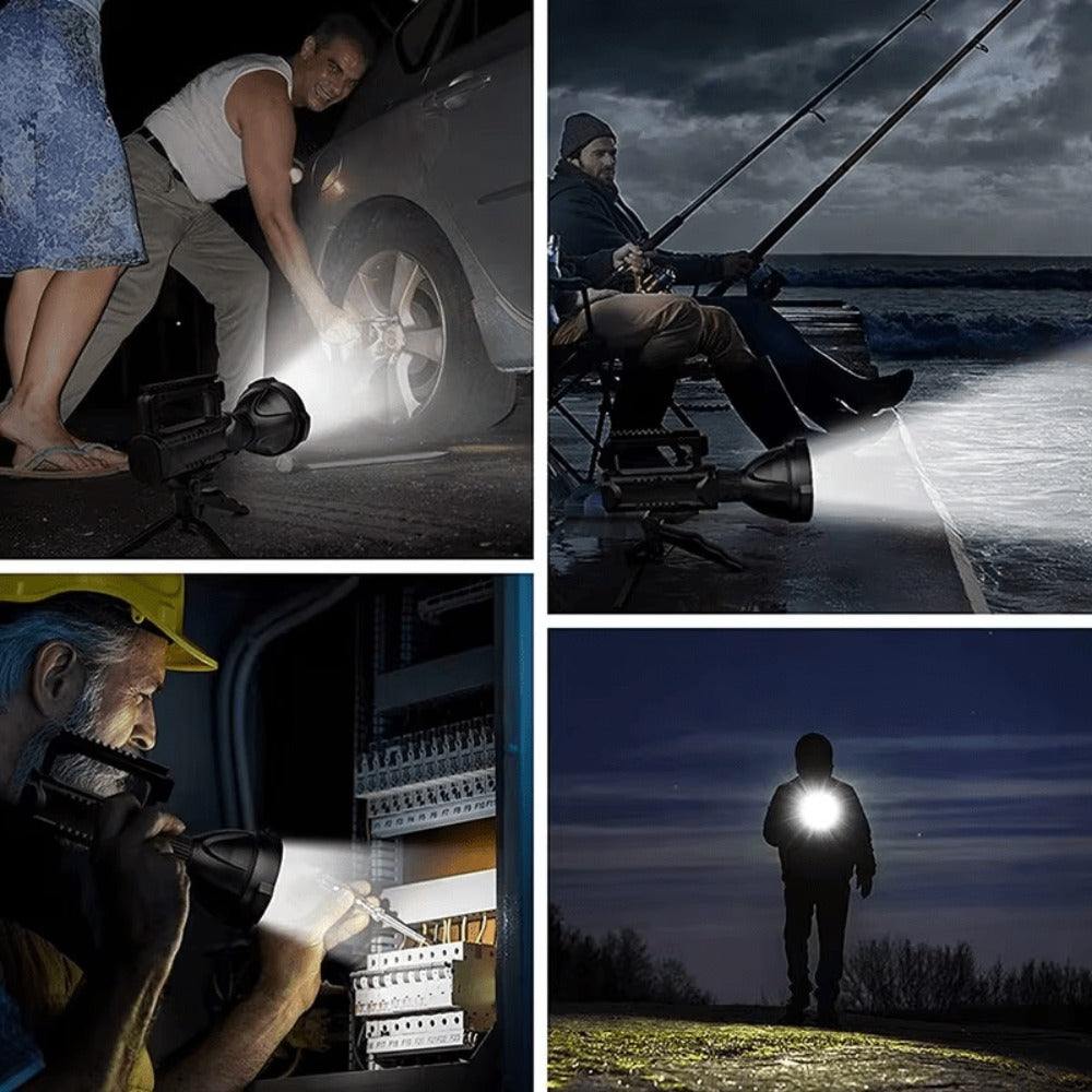 XHP90 High Power LED Flashlight USB Rechargeable Powerful Spotlight Searchlight, 4 Modes for Camping, Travel and Outdoor Use