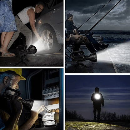 XHP90 High Power LED Flashlight USB Rechargeable Powerful Spotlight Searchlight, 4 Modes for Camping, Travel and Outdoor Use