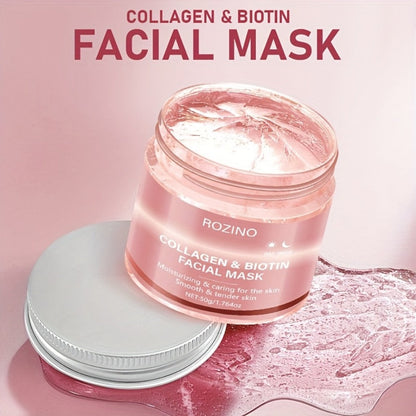 Face Mask Cream 50g Biotin Collagen Day & Night for Plump Smooth Younger-Looking Skin, Skincare Gift for Women