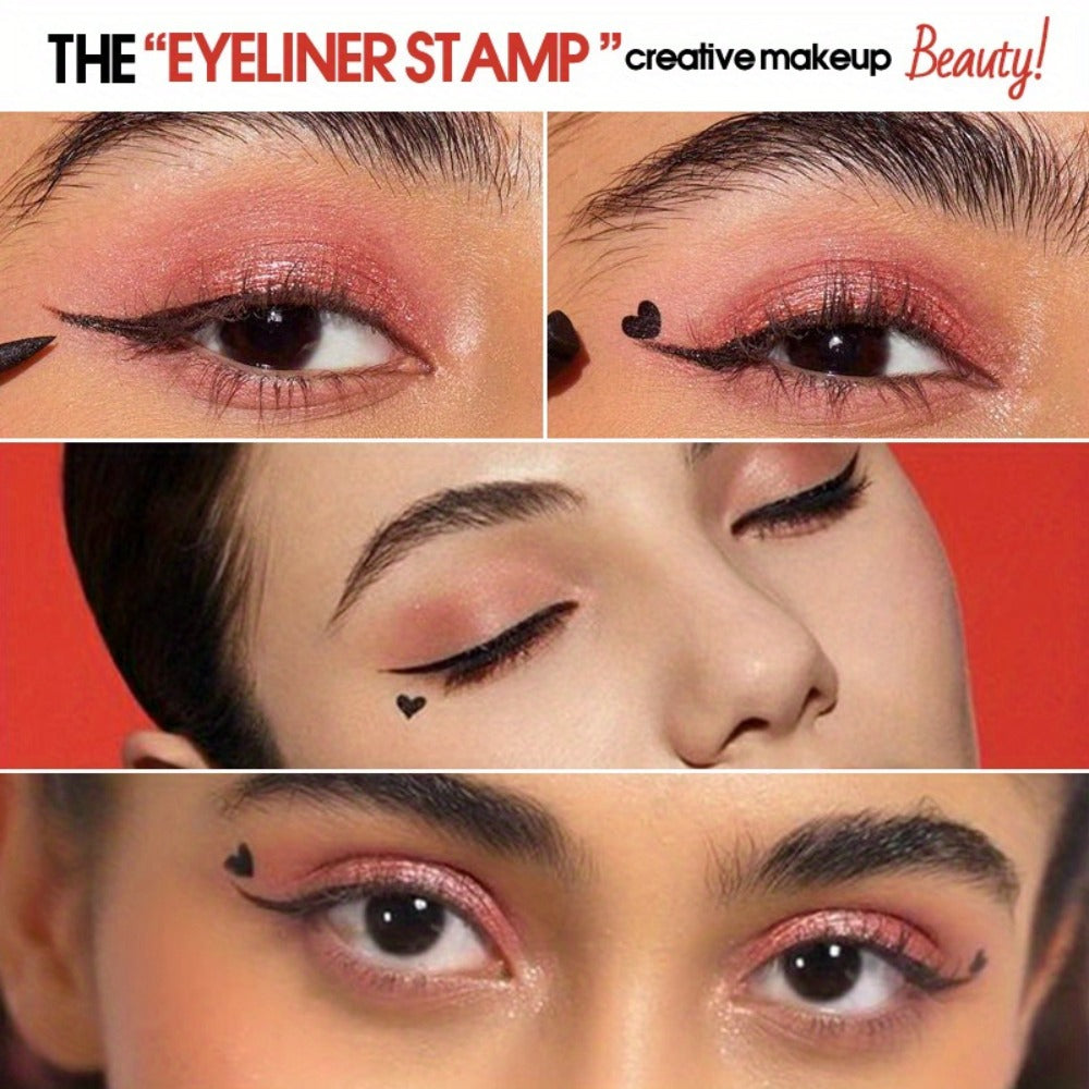 Winged Eyeliner Stamp Pen Set Double-Ended 8 Wing Styles Waterproof Quick-Dry Liquid Liner, for Makeup, Travel and Everyday Vanity Use