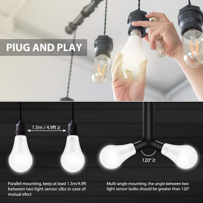 Outdoor Light Bulbs Dusk to Dawn, A19 E26 LED Sensor Bulb 9W 60W Equivalent 800LM 5000K Daylight White, Auto On Off Photocell Smart Sensor