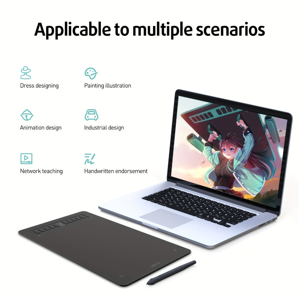 XENX Graphics Drawing Tablet 10 x 6.22 Inch, 8192 Pressure Sensitivity Battery-Free Passive Stylus