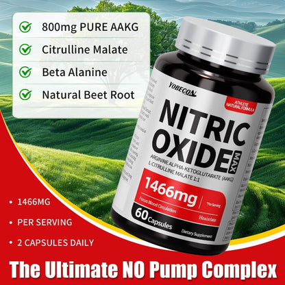 Nitric Oxide Supplement for Men, 800mg AAKG L-Arginine L-Citrulline Beetroot Capsules, Natural Energy & Focus Formula
