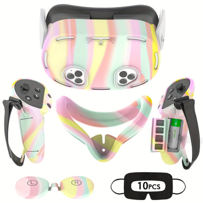 Meta Quest 3S Silicone Cover Set - VR Face Cover Shell Controller Grip Case Camera Lens Protector for an Everyday Personal Care Routine