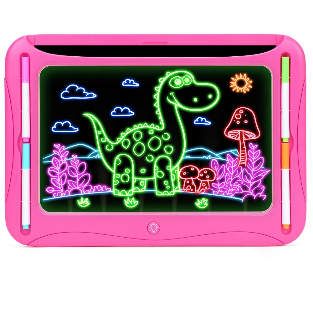 LED Light Up Drawing Board for Kids, 9 Double-Sided Tracing Cards 6 Markers Glow Doodle Travel Art Toy for Girls Boys Ages 3-8