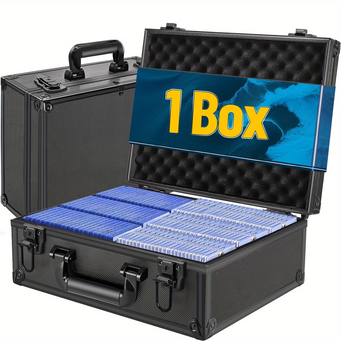 Trading Card Storage Box for 3x4 Top Loads 35pt Rigid Cards Holds 600 Plus – Sports Card Organizer Case with Lock for Pokemon Baseball