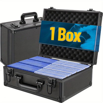 Trading Card Storage Box for 3x4 Top Loads 35pt Rigid Cards Holds 600 Plus – Sports Card Organizer Case with Lock for Pokemon Baseball