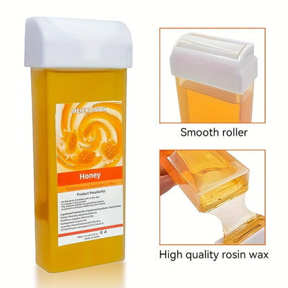 Hair Removal Roller Wax Strips 100g Handheld Depilatory Wax Kit, Smooth Skin for Legs Arms Underarms Bikini Line