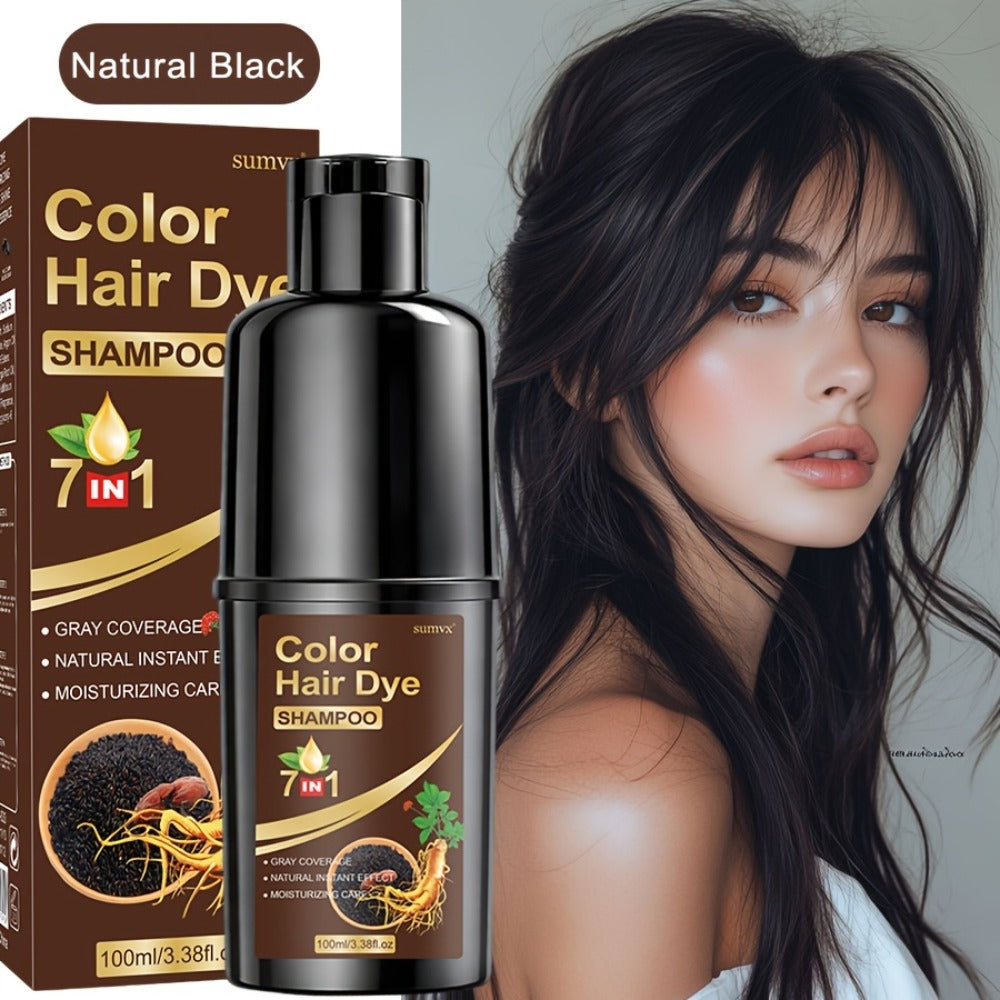 Hair Dye Shampoo, SUMVX 3.38oz Pump Bottle with Six Black, Brown, Coffee and Honey-Brown Shade Options