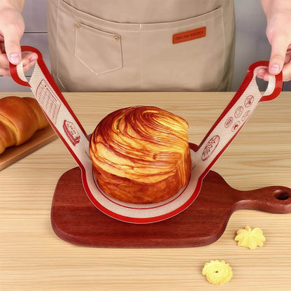 Silicone Bread Sling for Dutch Oven, 4pcs Reusable Baking Mat with Long Handles for Sourdough Bread, Nonstick Dough Transfer Liner