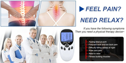 TENS EMS Dual Channel Stimulator Massager, 8 Electrodes for Back, Shoulder & Knee Pain, Recovery