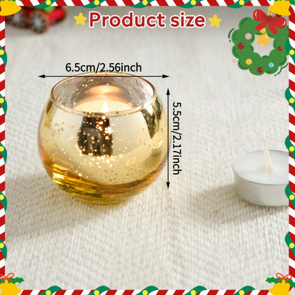 Round Glass Votive Candle Holder Sets in Gold, Pink, Silver or Green with 6-, 12- or 24-Piece Options