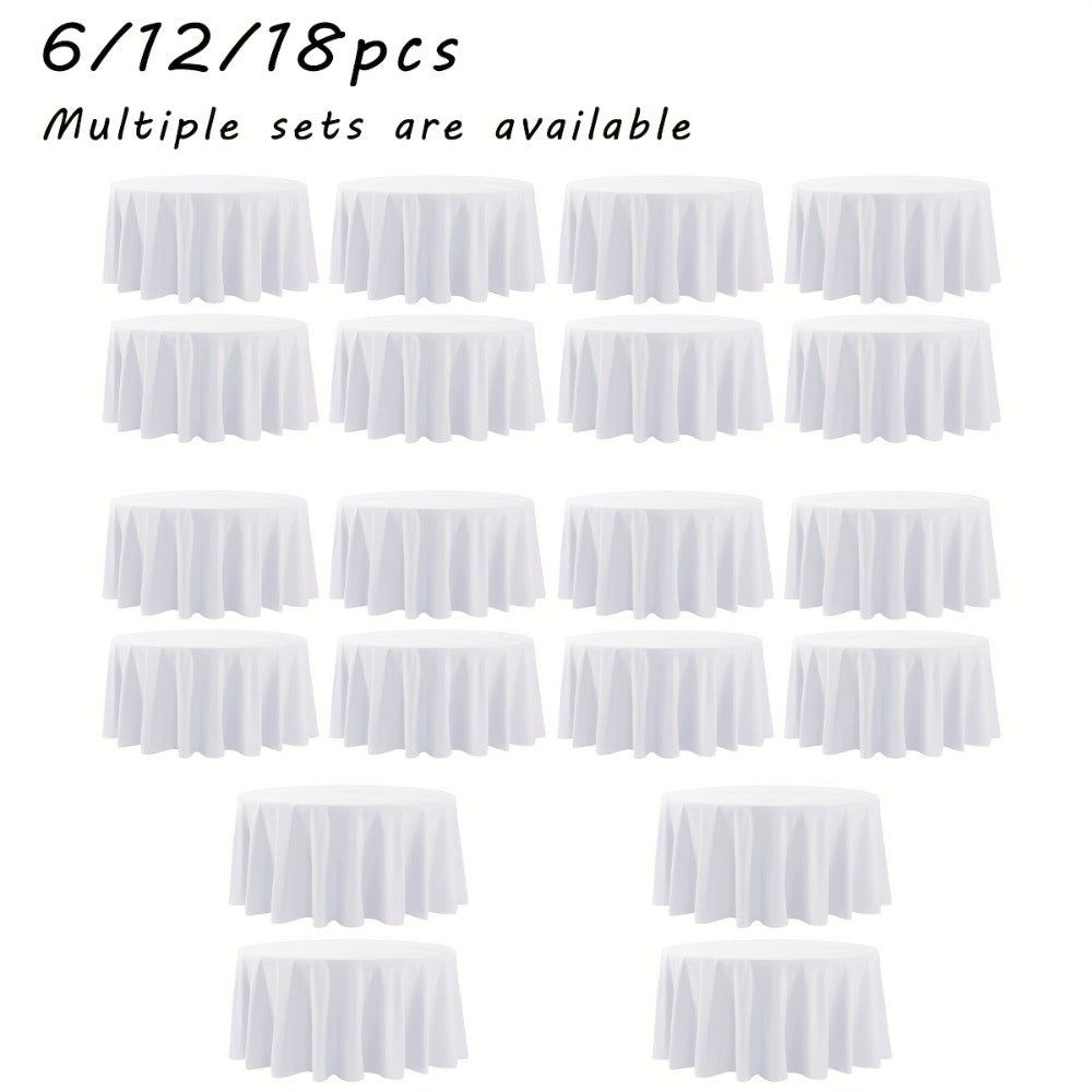 120 Inch Round Tablecloth Bulk Pack – Wrinkle-Free Table Cover for Wedding, Party, Christmas & Halloween, Black or White (6/12/18 Pack)