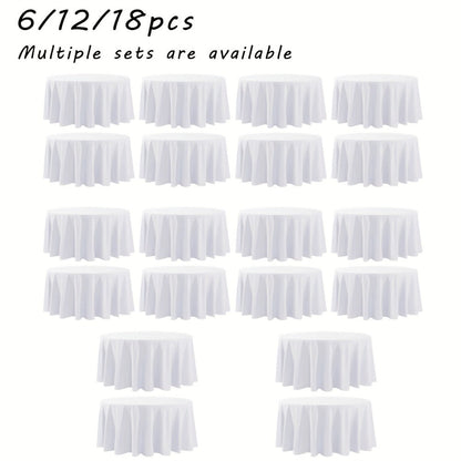 120 Inch Round Tablecloth Bulk Pack – Wrinkle-Free Table Cover for Wedding, Party, Christmas & Halloween, Black or White (6/12/18 Pack)