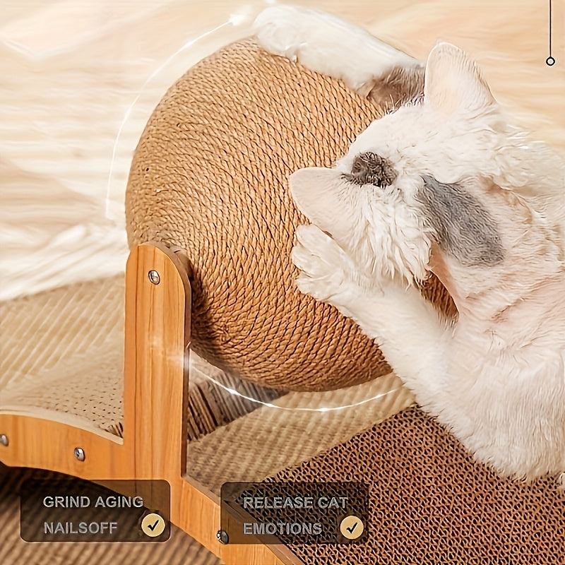 Cat Scratching Ball & Post 2-in-1 with Hanging Ball Toy – Extra Tall Sisal Cat Scratcher for Claw Sharpening