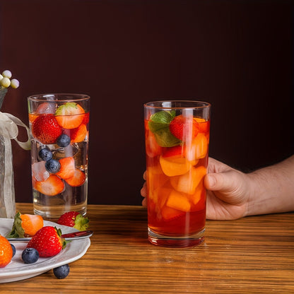 Highball Glass Cups Set of 6 – Thick Bottom Lead-Free Glassware for Juice, Milk & Drinks, Heavy Base Stability