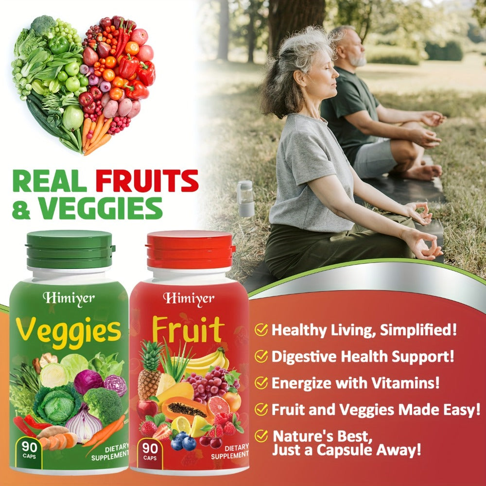 Superfood Capsules Fruits & Vegetables, 90 Fruit + 90 Veggie Capsules per Set for Bath Time, Home Spa and Personal Care