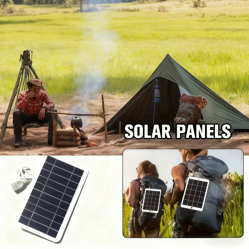 Solar Panel Phone Charger USB – Flexible Photovoltaic Outdoor Charging Panel with USB Cable, Portable Solar Power Generator for Camping, RV