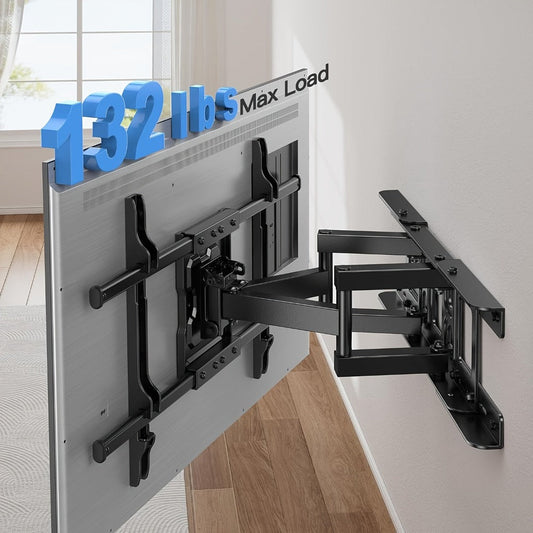 Full Motion TV Wall Mount 37-75 Inch, Dual Arm Swivel Tilt, VESA 600x400mm, Extends 15.4 Inch, Fits LED LCD OLED Flat Curved Screens