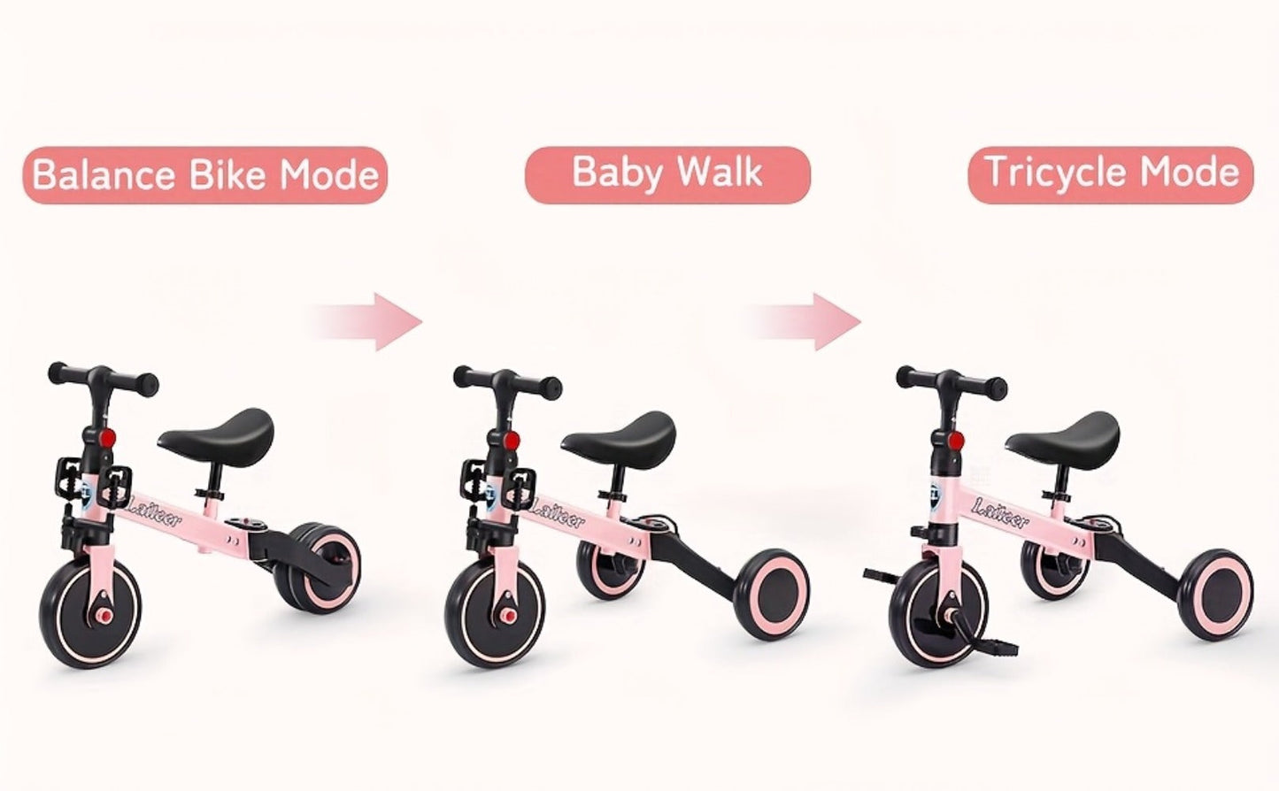 3-in-1 Toddler Balance Bike Convertible Tricycle for Kids Ages 2-5 with the Listed Color, Size or Set Options for Everyday Use