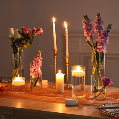Clear Glass Cylinder Candle Holder Vases 12/24/36/48 Pcs, 4 6 8 10 Inch Tall Hurricane Floating Candle Vase