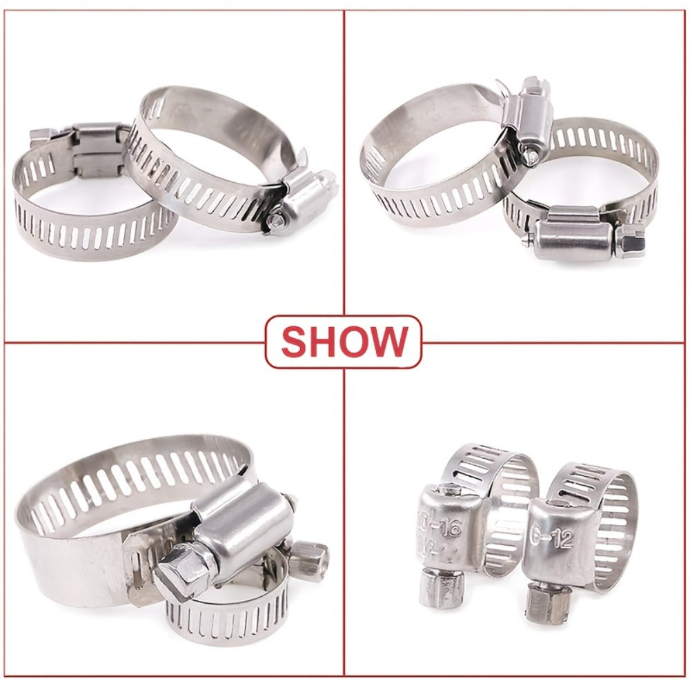 Stainless Steel Hose Clamps 100-Pack Assortment Kit – Multiple Universal Sizes Adjustable Hose, for Home Plumbing Maintenance and Repair