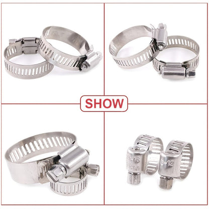 Stainless Steel Hose Clamps 100-Pack Assortment Kit – Multiple Universal Sizes Adjustable Hose, for Home Plumbing Maintenance and Repair