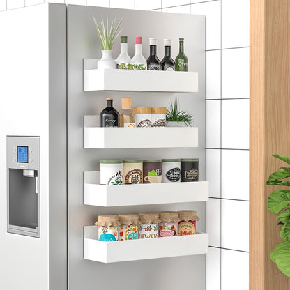 Magnetic Refrigerator Storage Rack 2/4pcs Fridge Side Organizer, Multi-Purpose Magnetic Storage Box for Kitchen Bathroom
