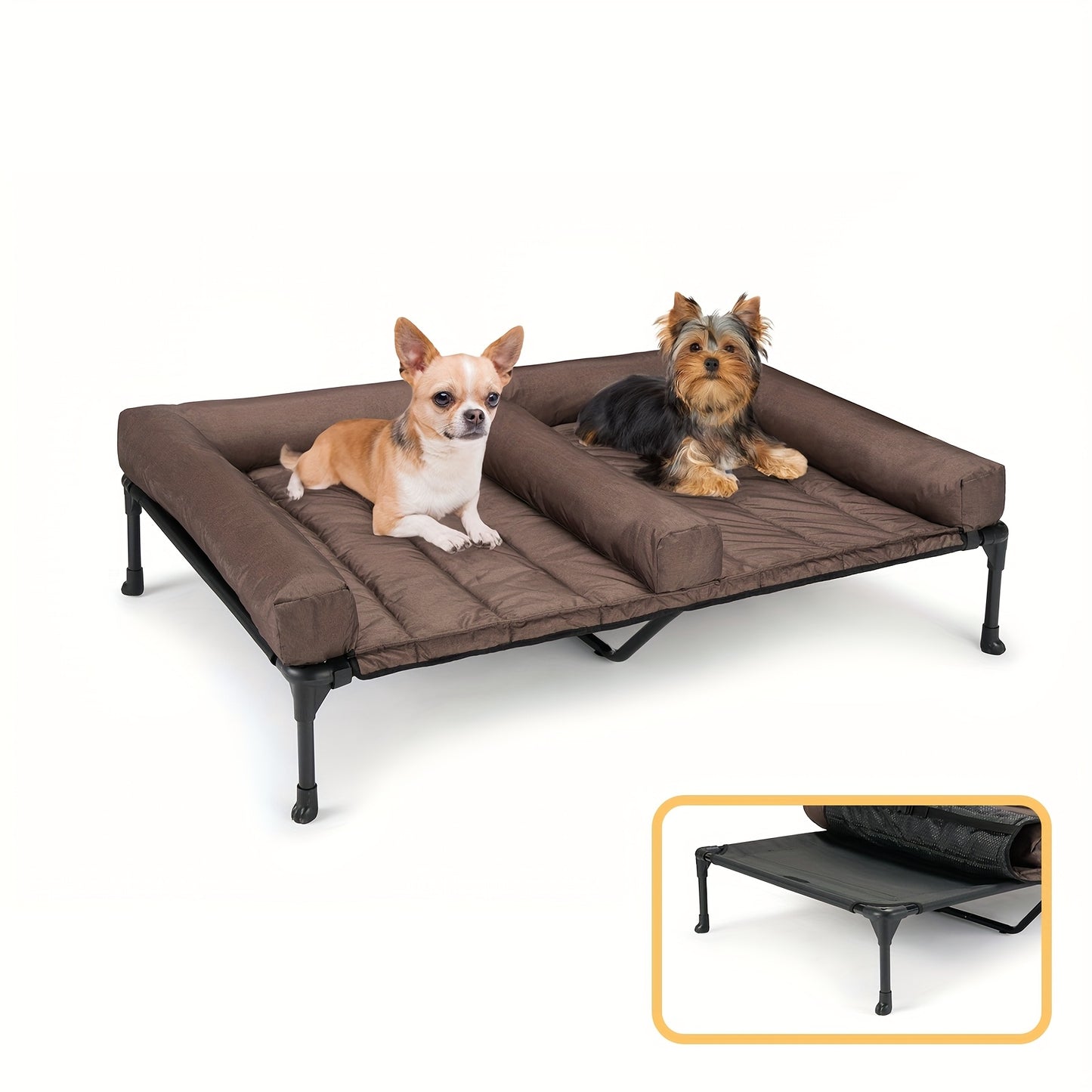 Elevated Cooling Dog Bed Double Slot – Veehoo XL/XXL Raised Pet Cot with Removable Cushion for 2 Medium Dogs | Breathable Teslin Mesh