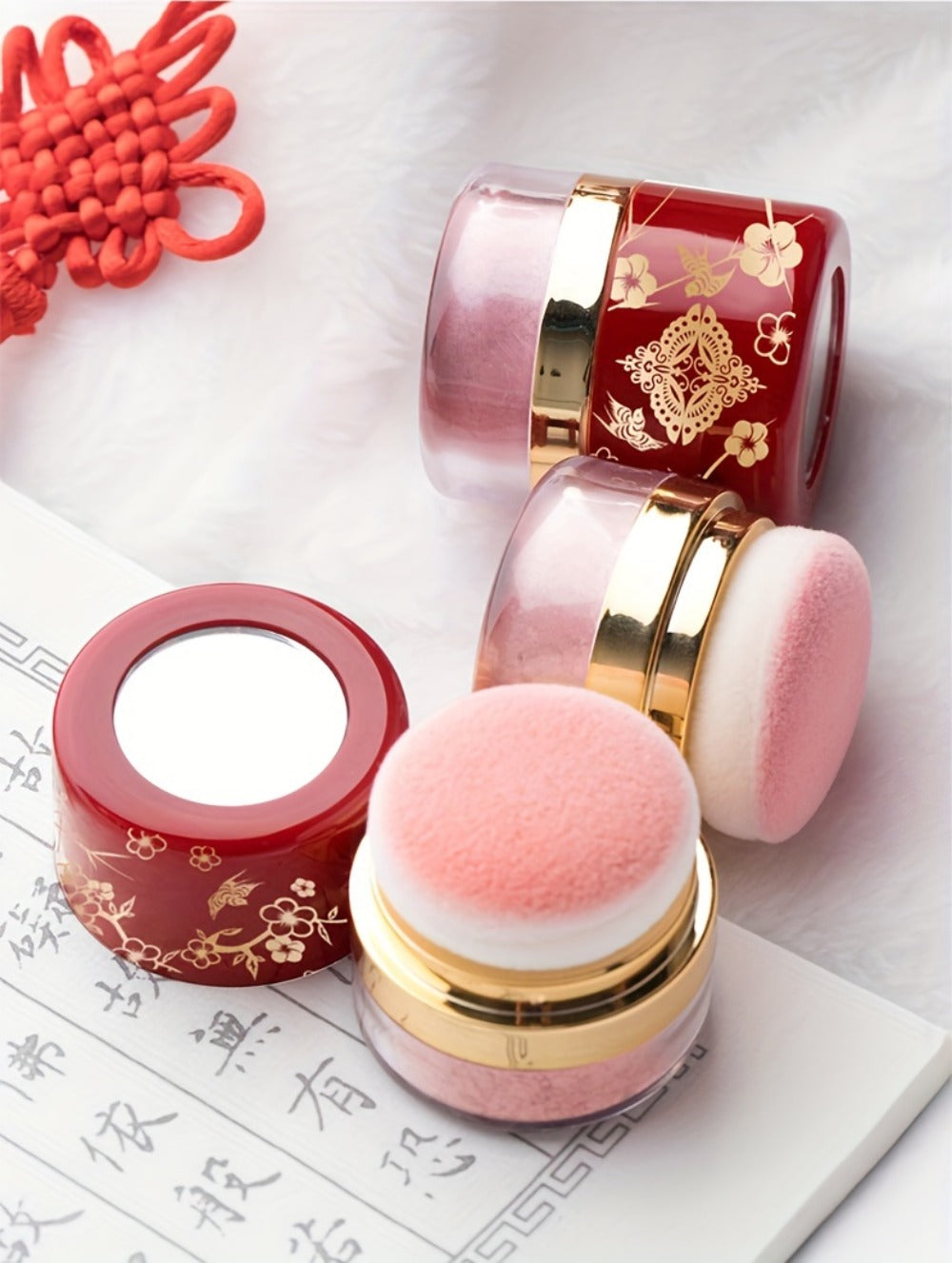Powder Blush Set 3 Colors with Pearl Powder Rose Oil & Squalane Formula, for Makeup, Travel and Everyday Vanity Use