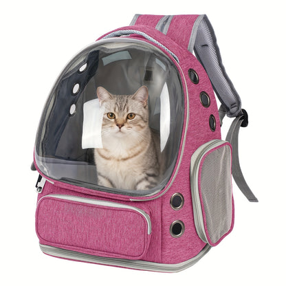 Cat Carrier Backpack Bubble Window Space Capsule Transparent Breathable Travel Bag for Cats & Kittens, Airline Approved Zipper & Pet Door