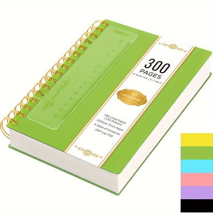 Hardcover Spiral Notebook A5 Lined Journal 300 Pages 100GSM Thick Paper PVC Waterproof Cover College Ruled Note Pad for Women Men Office