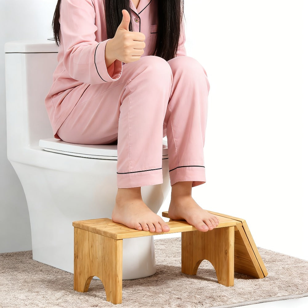 Toilet Stool Foldable Bamboo Squatting Stool – Ergonomic 7-Inch Height for Natural Constipation Relief | Collapsible Non-Slip Bathroom