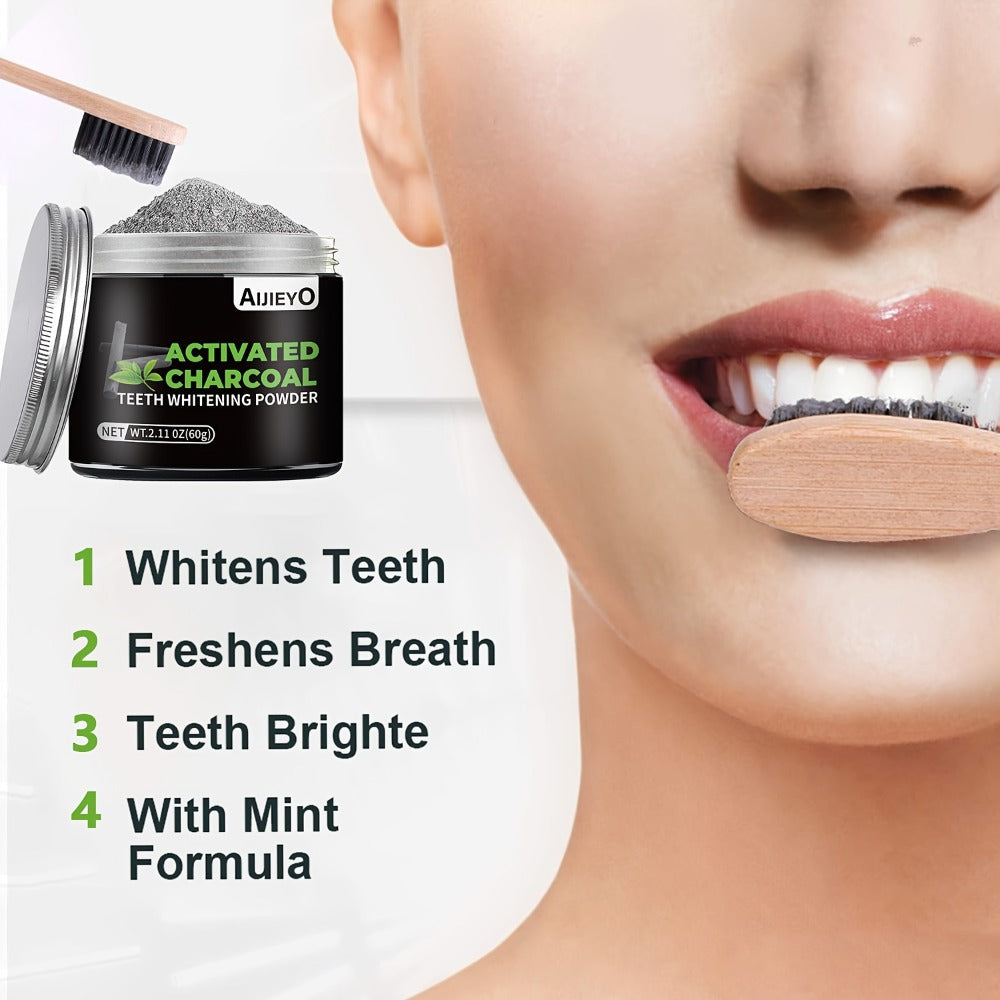 Activated Charcoal Teeth Whitening Powder - Natural Tooth Polish for Deep Cleaning, Plaque Removal & Fresh Breath