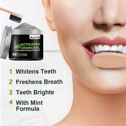 Activated Charcoal Teeth Whitening Powder - Natural Tooth Polish for Deep Cleaning, Plaque Removal & Fresh Breath