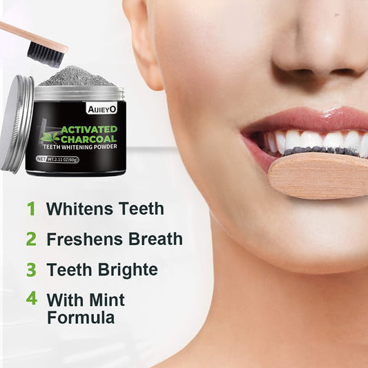 Activated Charcoal Teeth Whitening Powder - Natural Tooth Polish for Deep Cleaning, Plaque Removal & Fresh Breath