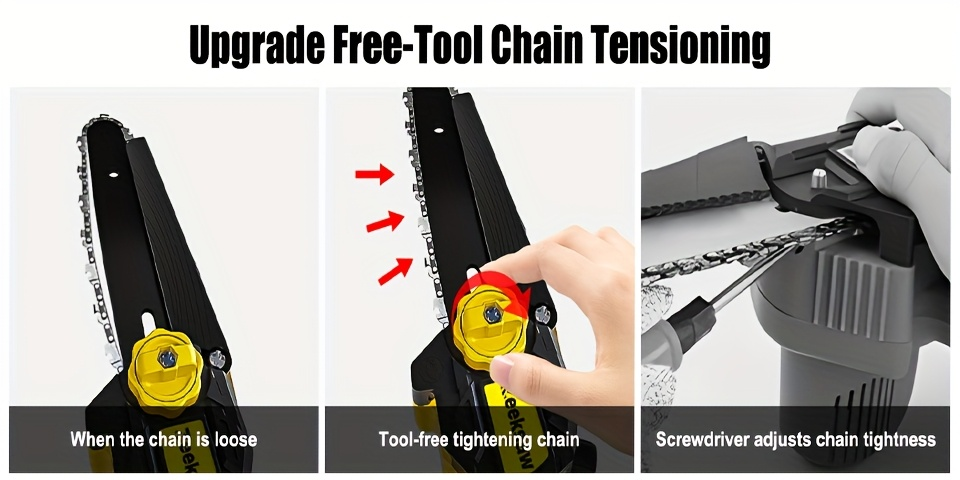 Cordless Mini Chainsaw 8 Inch with 2x2.0Ah Batteries & Charger, Auto Oiler, Chain Tensioning, 26ft/s Speed for Tree Branches & Yard Work