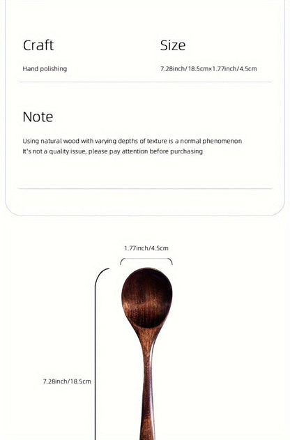 Kitchen Utensils Set of Eight 7.28in Natural Wood Spoons for Coffee, Tea, Dessert and Table Serving