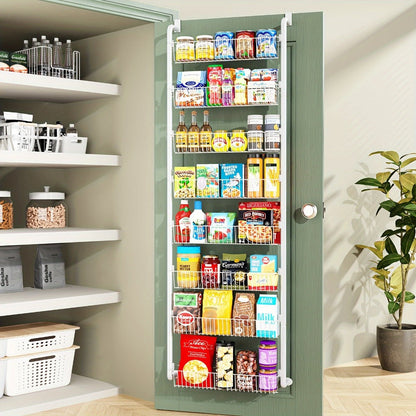 Over The Door Organizer – Multi-Layer Pantry Storage Rack for Kitchen Bathroom Laundry Room, Space Saving Door Hanging Shelf