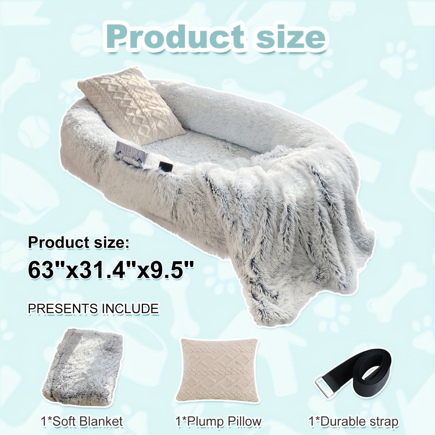 Human Dog Bed Extra Large – 70x44x11 Inch Washable Faux Fur Orthopedic Dog Bed for People & Pets, Non-Slip Giant Dog Bed with Removable