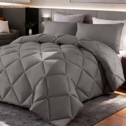Comforter Set 2-3 Piece Rhombus Grid Luxury – Soft Lightweight Breathable Oversized Bedding Set with Pillowcases