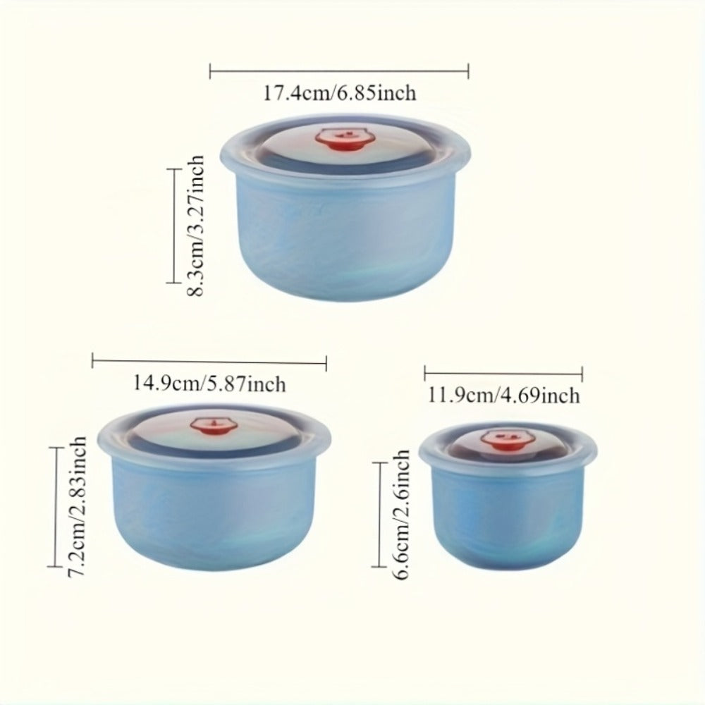 Food Storage Containers Three- or Four-Piece Stackable Refrigerator Box Set in Four Color Options