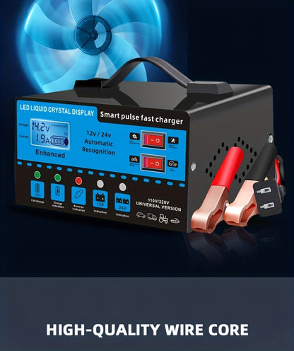 Intelligent Battery Charger & Inverter 12V & 24V – LCD Display, Trickle Maintenance, Overcharge & Short Circuit Protection for Cars Yachts
