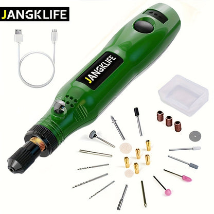 Mini Cordless Rotary Tool Kit - USB Rechargeable Li-Ion Battery, 3-Speed 5000-15000RPM for Entryways, Bedrooms and Living Spaces