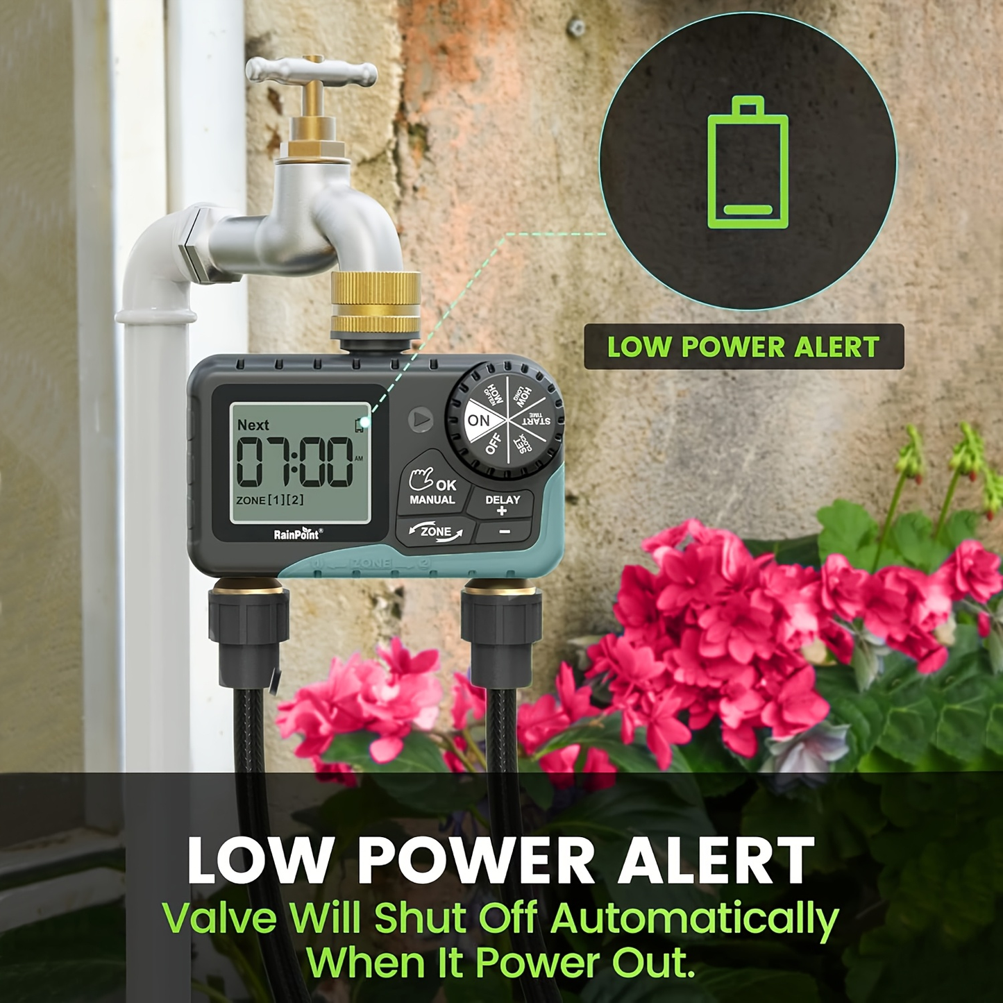 2-Zone Sprinkler Timer Programmable Faucet Irrigation Controller for Lawn & Yard, for Garden, Lawn and Yard Watering