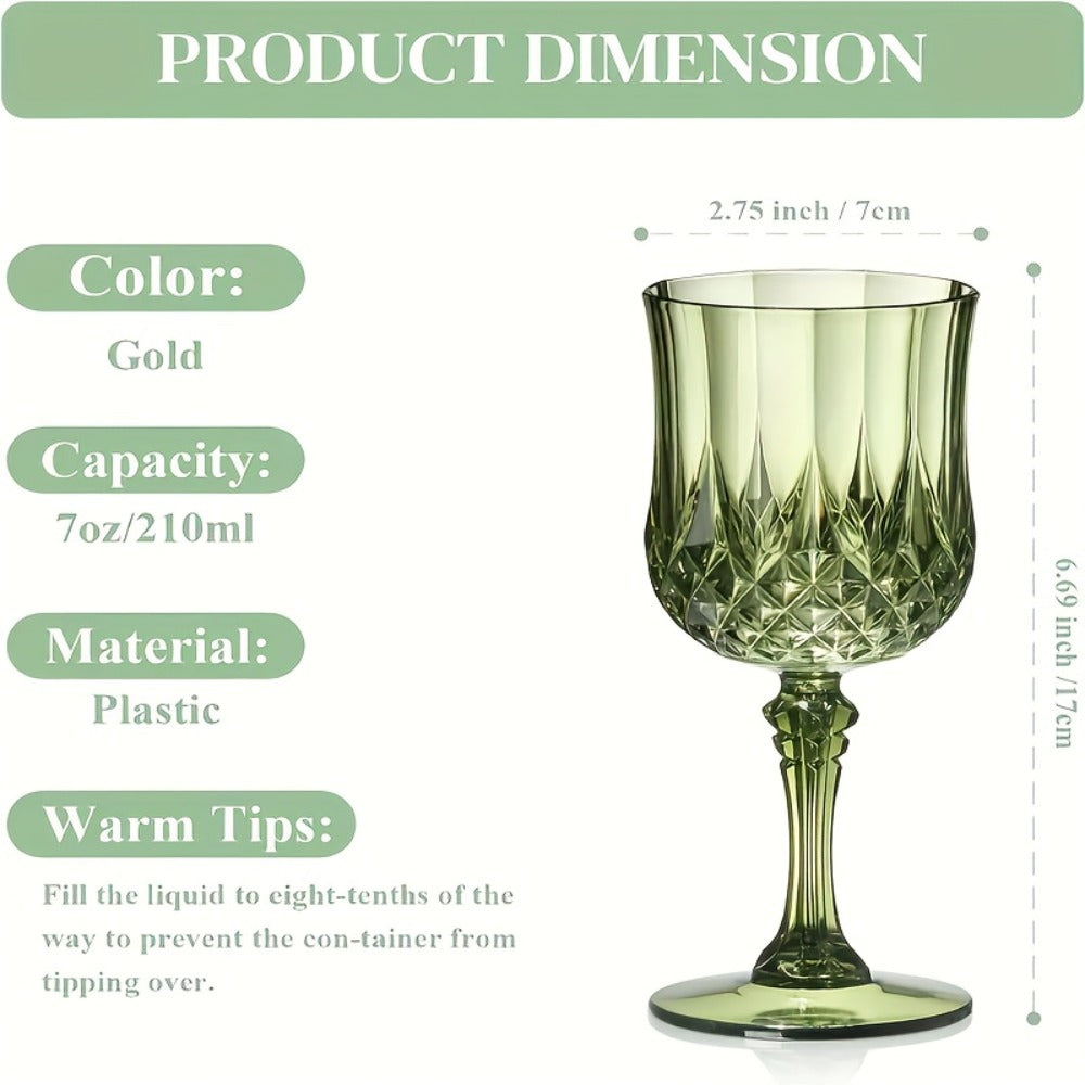Plastic Wine Glasses 24 Pack – Colorful Shatterproof Goblets for Parties, Weddings & Events – Reusable Vintage-Style Stemmed Cups