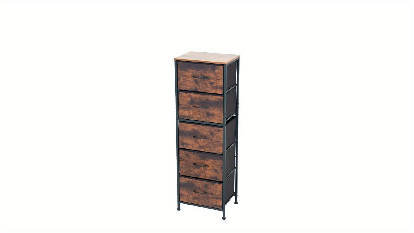 6 Drawer Fabric Dresser with Steel Frame Wooden Top – Storage Chest Organizer for Bedroom Closet Hallway Living Room