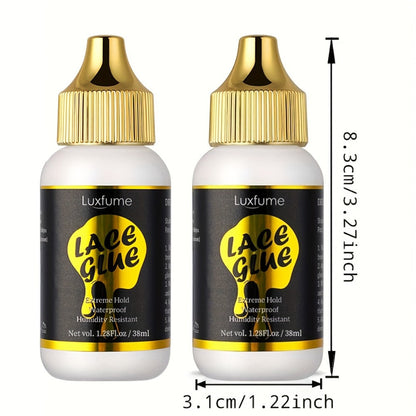 Lace Glue for Wigs Invisible Bonding Adhesive Extreme Hold Fast Drying Lace Front Wig Glue for Daily Wear Styling 2pcs Set