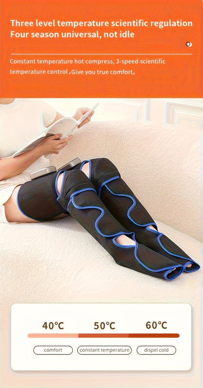 Leg Massager with Heat, Full Leg Air Compression Massager, 4 Modes Wireless Charging, Large Display